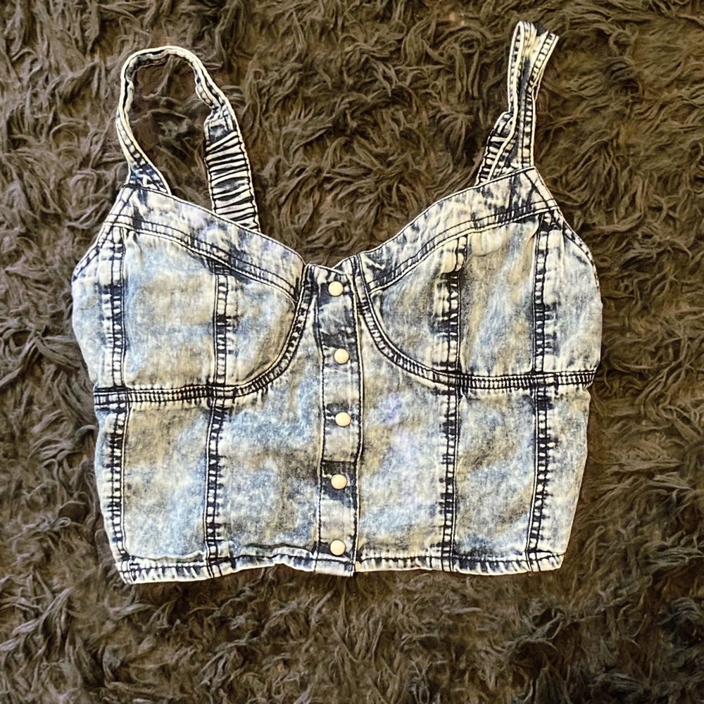 DIVIDED by H&M Acid Wash Denim Bustier Top